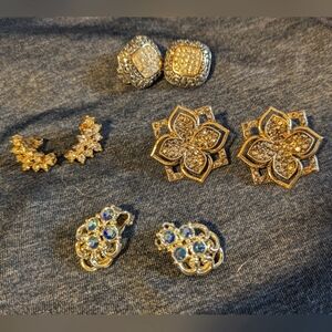 Vintage jewelry lot, 4 pair earrings.